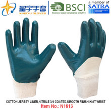 Cotton Jersey Shell Nitrile Coated Safety Work Gloves (N1613)